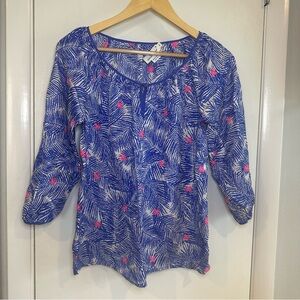 Vineyard Vines Palm Print Tunic Silk Blouse. Size: Small.